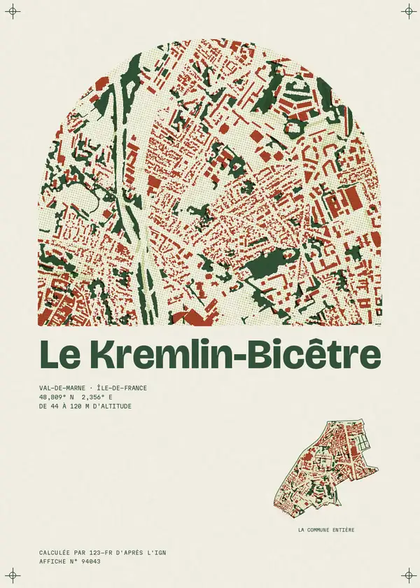 Affiche de Le Kremlin-Bicêtre, calculée par 123-fr d'après l'IGN