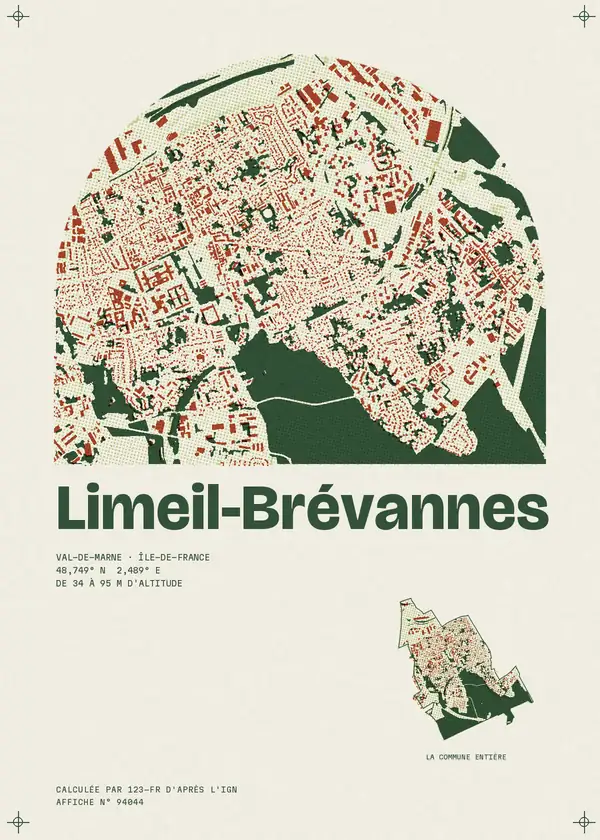 Affiche de Limeil-Brévannes, calculée par 123-fr d'après l'IGN