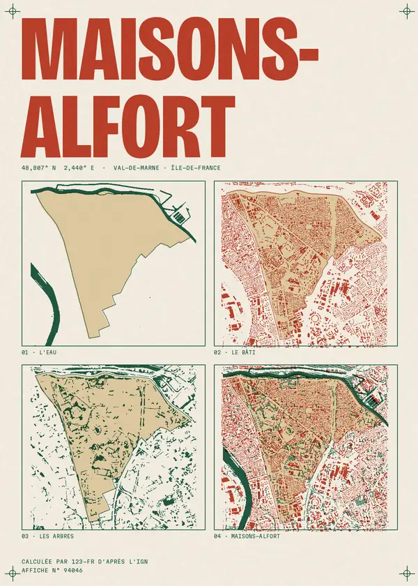 Affiche de Maisons-Alfort, calculée par 123-fr d'après l'IGN