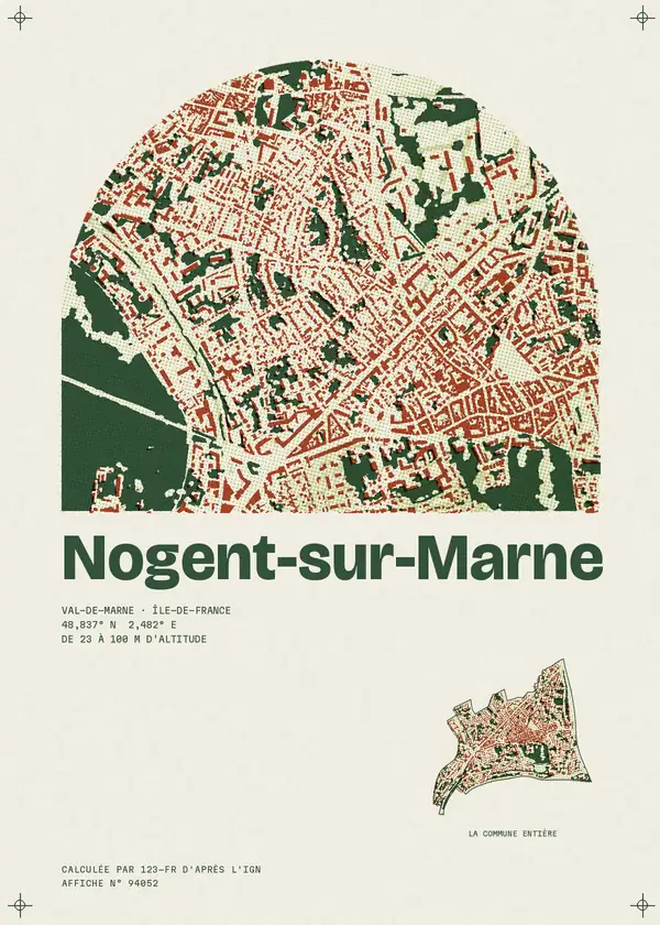 Affiche de Nogent-sur-Marne, calculée par 123-fr d'après l'IGN