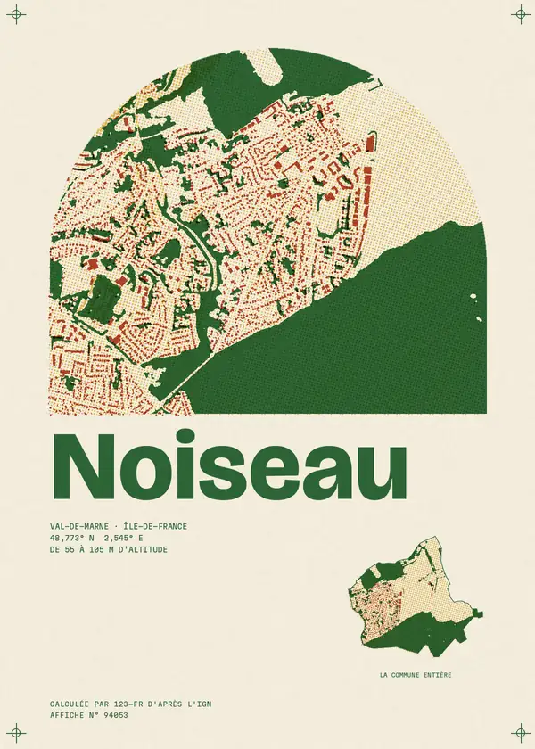 Affiche de Noiseau, calculée par 123-fr d'après l'IGN