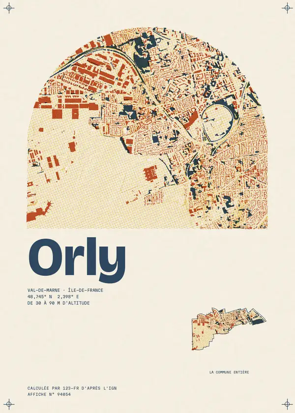 Affiche de Orly, calculée par 123-fr d'après l'IGN