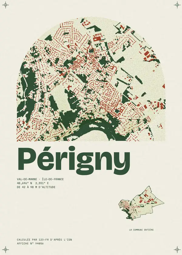 Affiche de Périgny, calculée par 123-fr d'après l'IGN