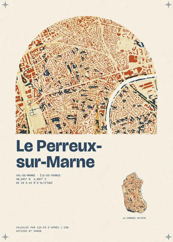 Affiche de Le Perreux-sur-Marne, calculée par 123-fr d'après l'IGN