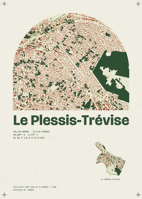 Affiche de Le Plessis-Trévise, calculée par 123-fr d'après l'IGN