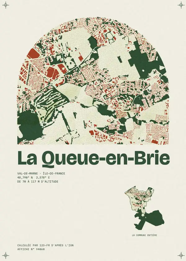 Affiche de La Queue-en-Brie, calculée par 123-fr d'après l'IGN