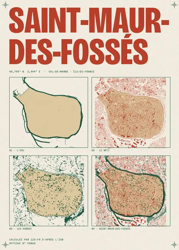 Affiche de Saint-Maur-des-Fossés, calculée par 123-fr d'après l'IGN