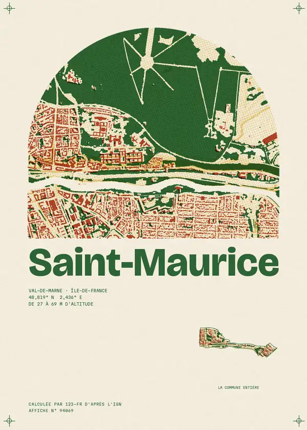 Affiche de Saint-Maurice, calculée par 123-fr d'après l'IGN