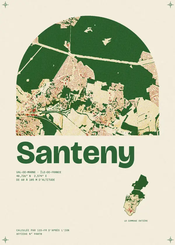 Affiche de Santeny, calculée par 123-fr d'après l'IGN