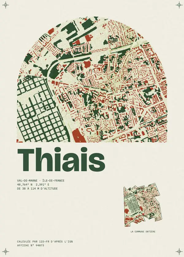 Affiche de Thiais, calculée par 123-fr d'après l'IGN