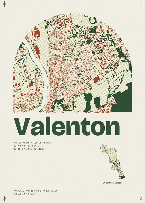 Affiche de Valenton, calculée par 123-fr d'après l'IGN
