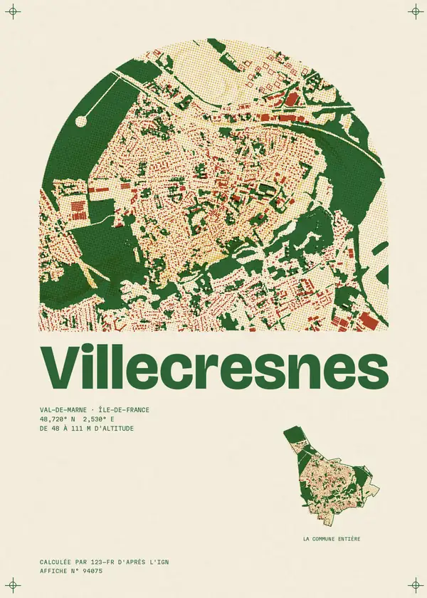 Affiche de Villecresnes, calculée par 123-fr d'après l'IGN