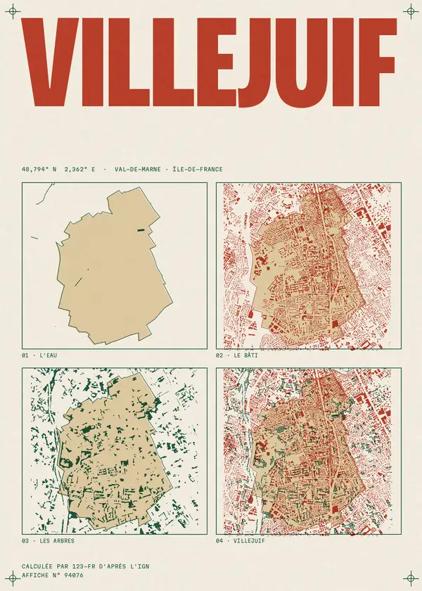 Affiche de Villejuif, calculée par 123-fr d'après l'IGN