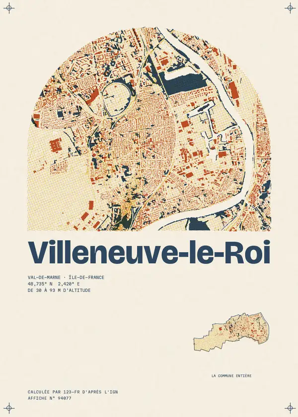 Affiche de Villeneuve-le-Roi, calculée par 123-fr d'après l'IGN