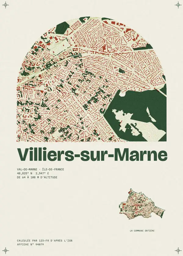 Affiche de Villiers-sur-Marne, calculée par 123-fr d'après l'IGN