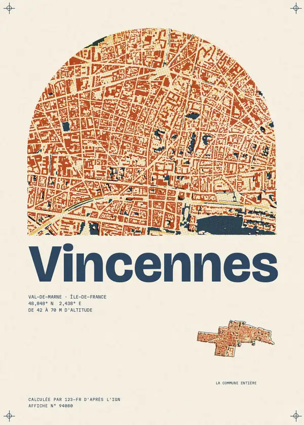Affiche de Vincennes, calculée par 123-fr d'après l'IGN