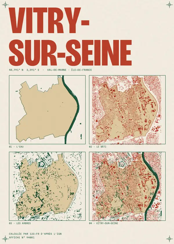 Affiche de Vitry-sur-Seine, calculée par 123-fr d'après l'IGN