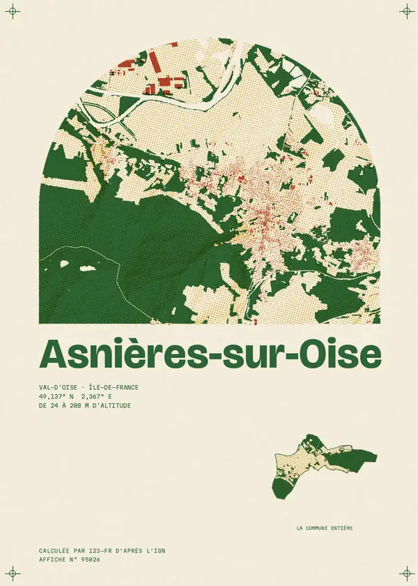 Affiche de Asnières-sur-Oise, calculée par 123-fr d'après l'IGN