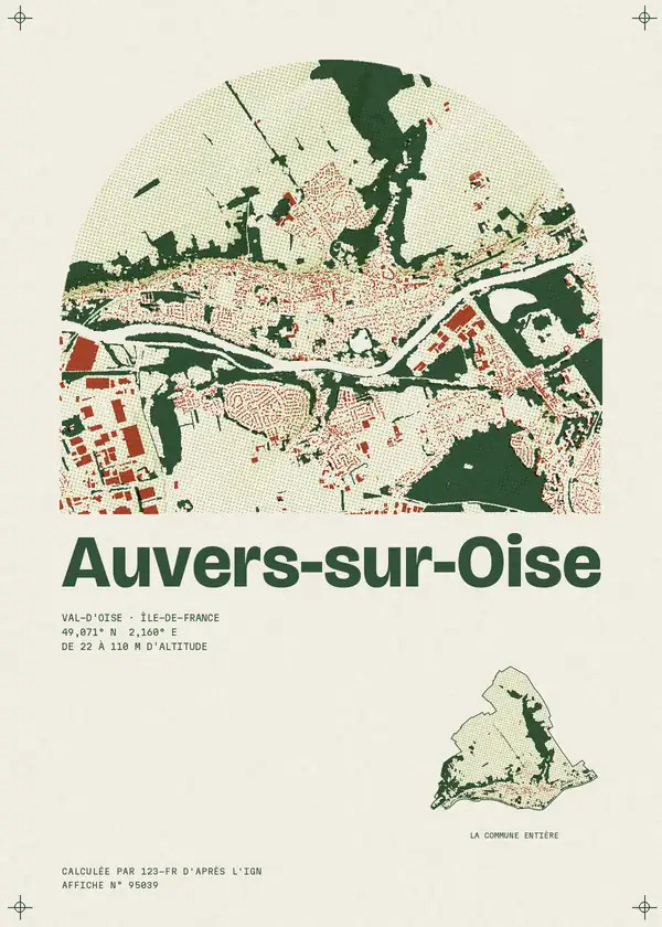 Affiche de Auvers-sur-Oise, calculée par 123-fr d'après l'IGN