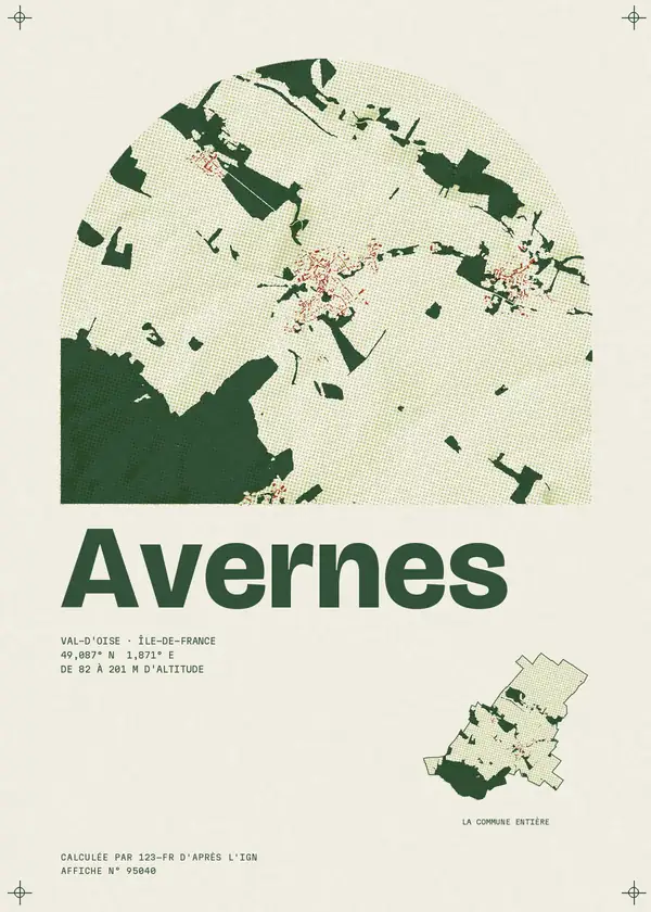Affiche de Avernes, calculée par 123-fr d'après l'IGN