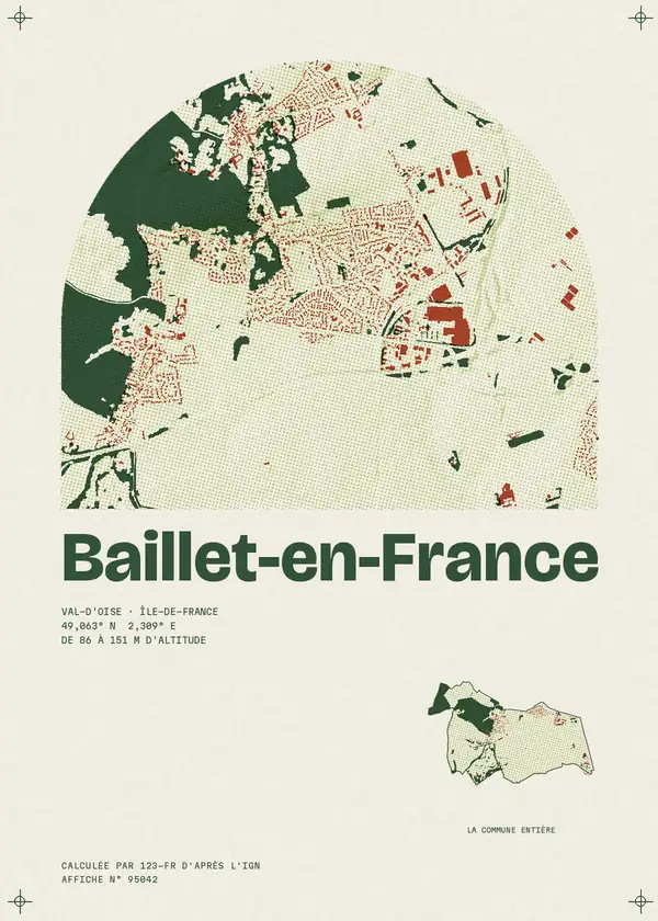 Affiche de Baillet-en-France, calculée par 123-fr d'après l'IGN