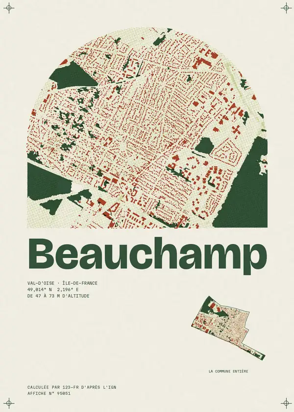 Affiche de Beauchamp, calculée par 123-fr d'après l'IGN