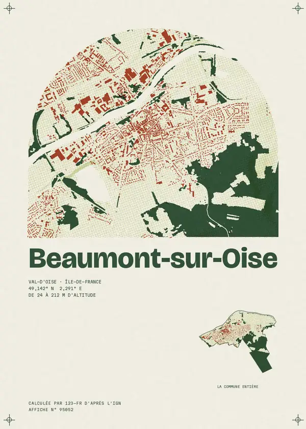 Affiche de Beaumont-sur-Oise, calculée par 123-fr d'après l'IGN