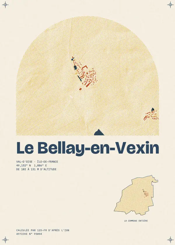 Affiche de Le Bellay-en-Vexin, calculée par 123-fr d'après l'IGN