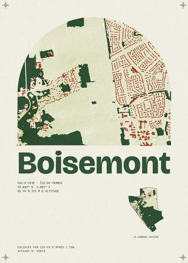 Affiche de Boisemont, calculée par 123-fr d'après l'IGN