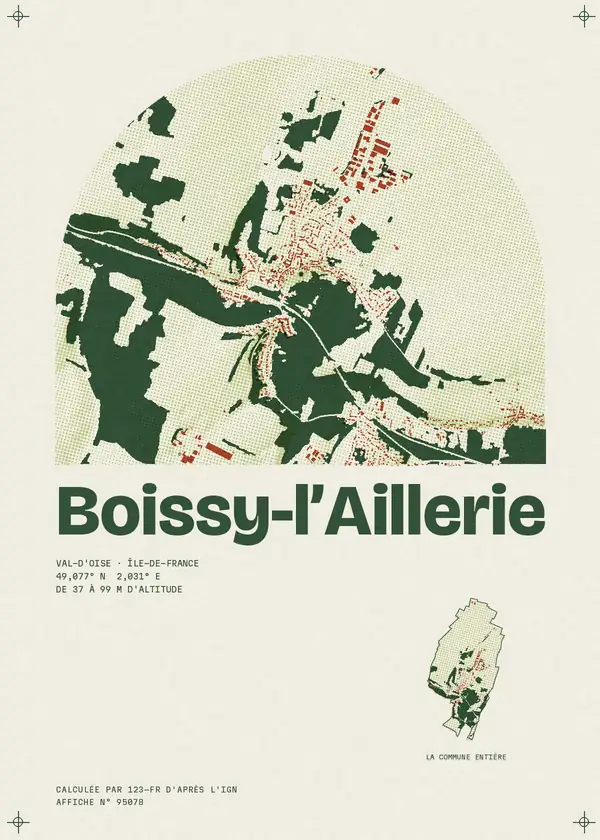 Affiche de Boissy-l'Aillerie, calculée par 123-fr d'après l'IGN