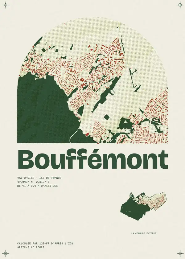 Affiche de Bouffémont, calculée par 123-fr d'après l'IGN