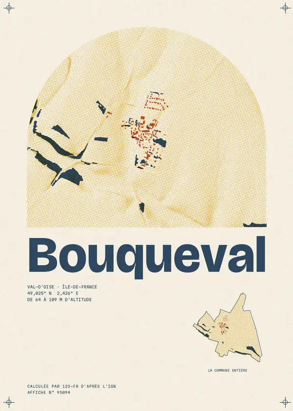 Affiche de Bouqueval, calculée par 123-fr d'après l'IGN