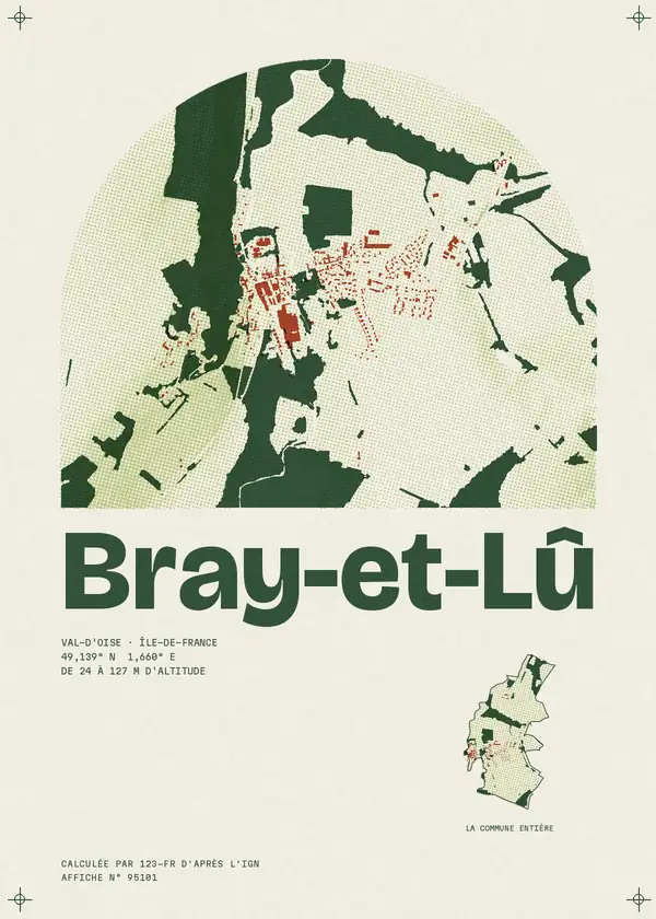 Affiche de Bray-et-Lû, calculée par 123-fr d'après l'IGN