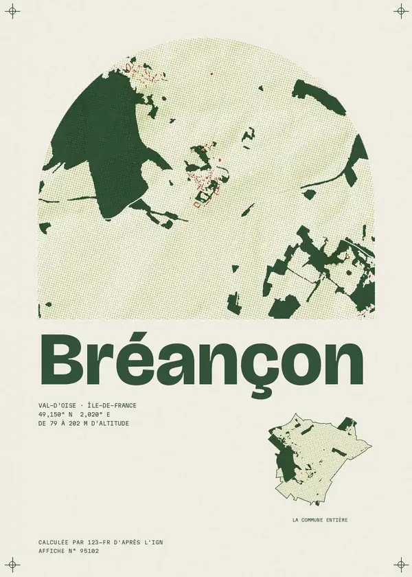 Affiche de Bréançon, calculée par 123-fr d'après l'IGN