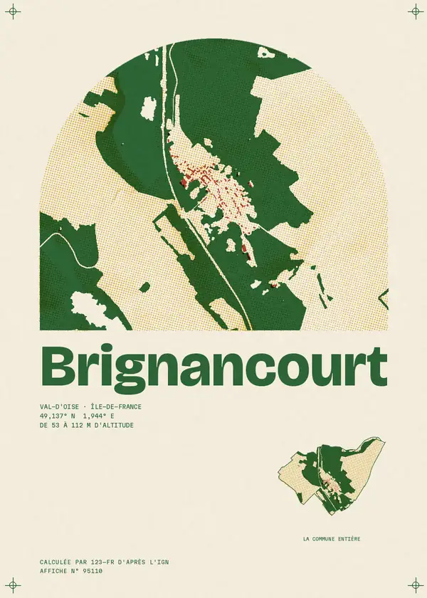 Affiche de Brignancourt, calculée par 123-fr d'après l'IGN