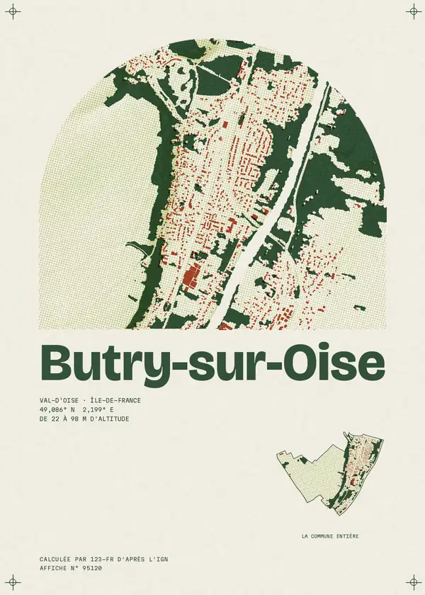 Affiche de Butry-sur-Oise, calculée par 123-fr d'après l'IGN