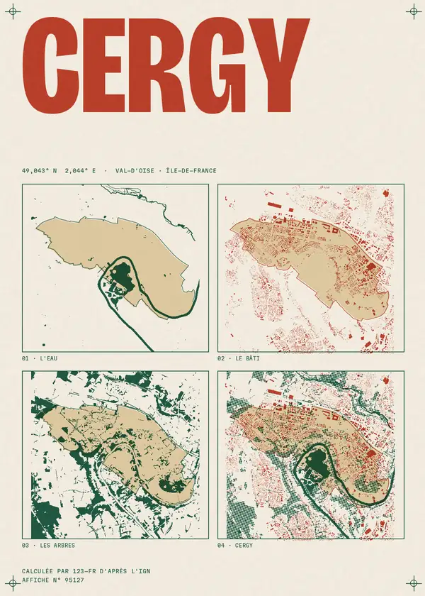 Affiche de Cergy, calculée par 123-fr d'après l'IGN