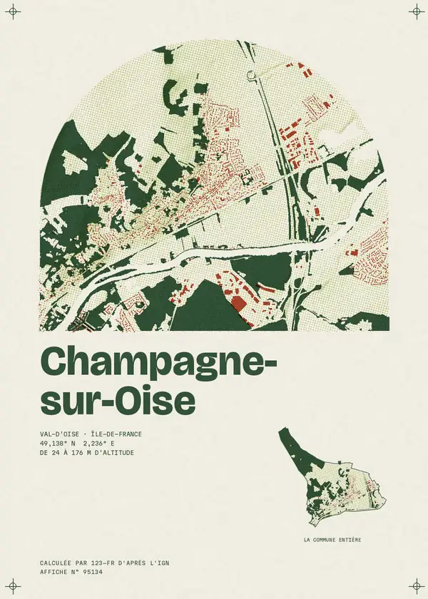 Affiche de Champagne-sur-Oise, calculée par 123-fr d'après l'IGN