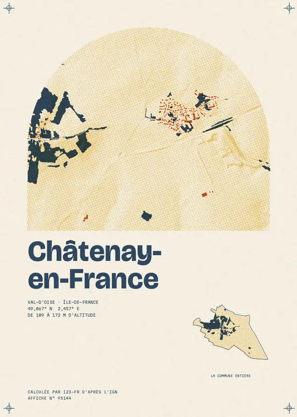 Affiche de Châtenay-en-France, calculée par 123-fr d'après l'IGN