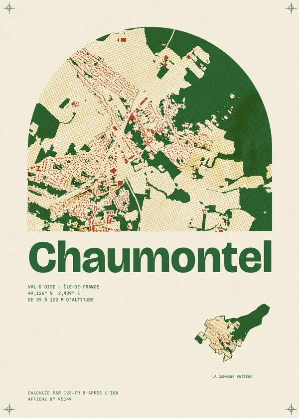 Affiche de Chaumontel, calculée par 123-fr d'après l'IGN