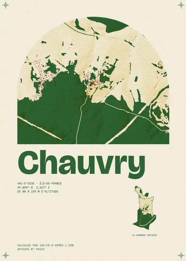 Affiche de Chauvry, calculée par 123-fr d'après l'IGN