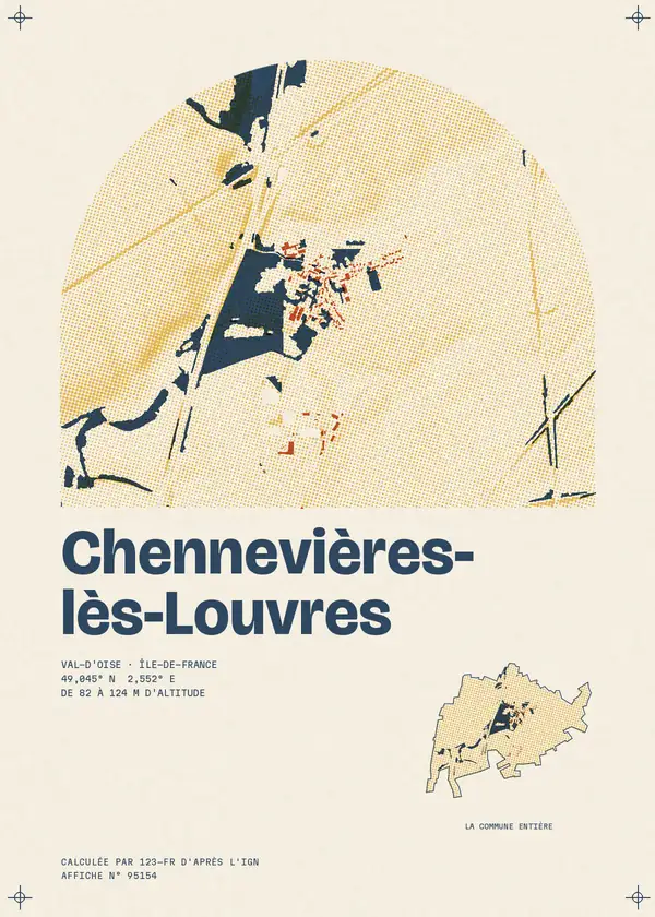 Affiche de Chennevières-lès-Louvres, calculée par 123-fr d'après l'IGN