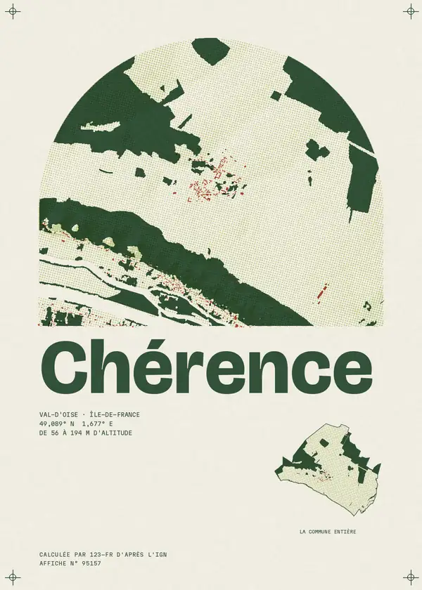 Affiche de Chérence, calculée par 123-fr d'après l'IGN