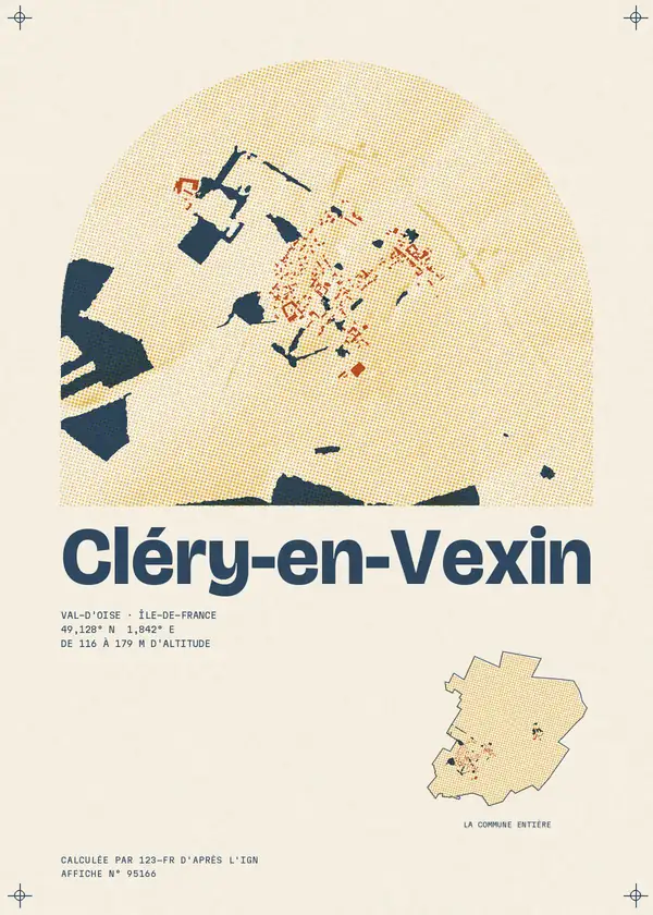 Affiche de Cléry-en-Vexin, calculée par 123-fr d'après l'IGN
