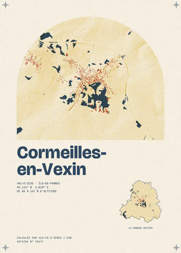 Affiche de Cormeilles-en-Vexin, calculée par 123-fr d'après l'IGN