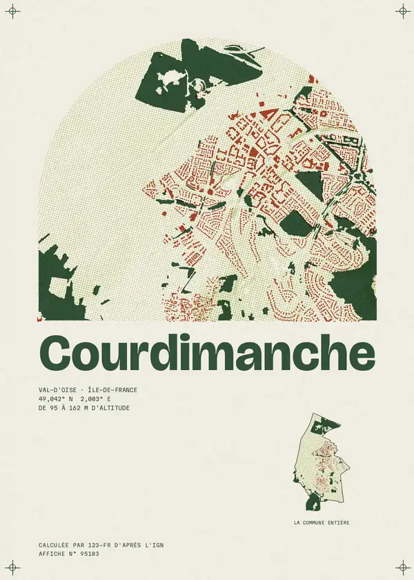 Affiche de Courdimanche, calculée par 123-fr d'après l'IGN