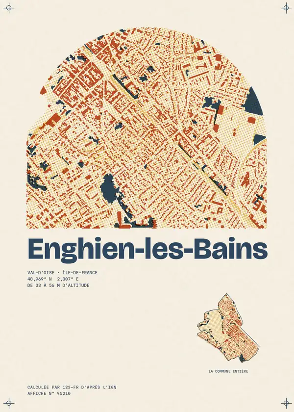 Affiche de Enghien-les-Bains, calculée par 123-fr d'après l'IGN