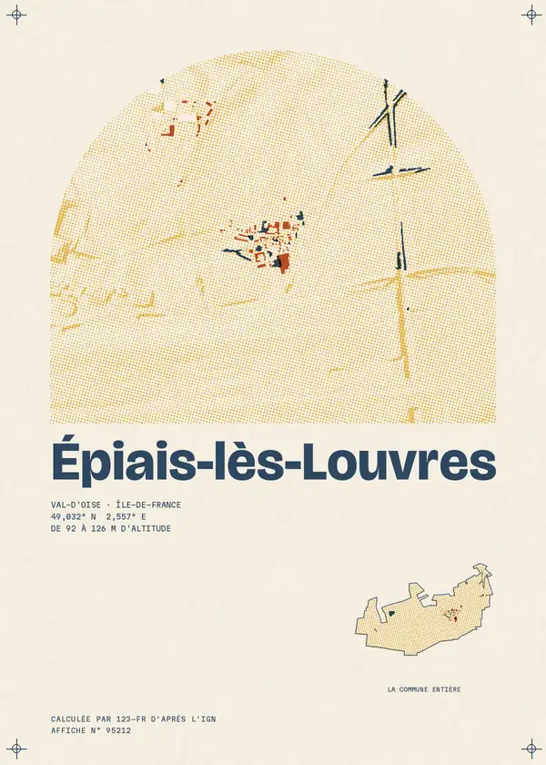 Affiche de Épiais-lès-Louvres, calculée par 123-fr d'après l'IGN