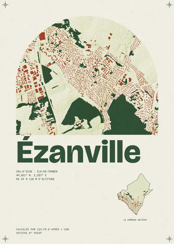Affiche de Ézanville, calculée par 123-fr d'après l'IGN