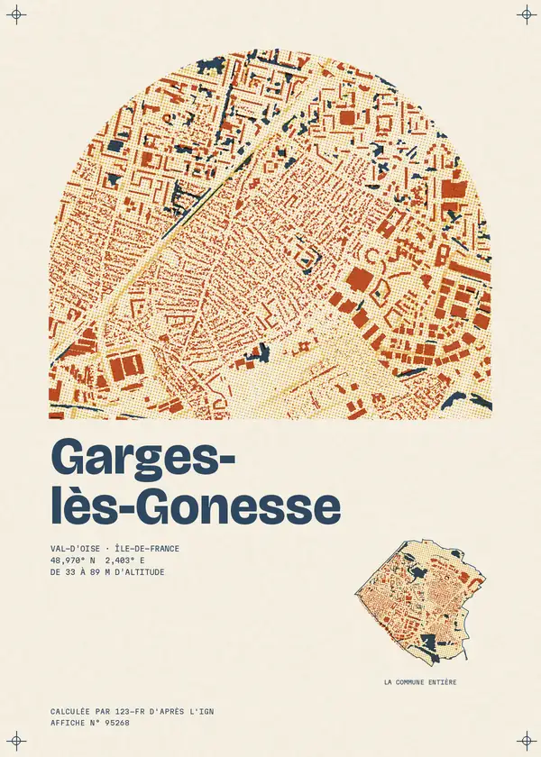 Affiche de Garges-lès-Gonesse, calculée par 123-fr d'après l'IGN